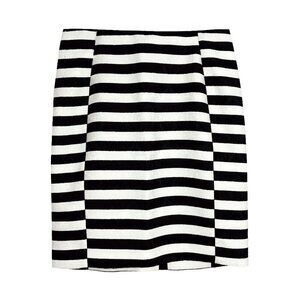 Ann Taylor Petite 2P Striped Pencil Skirt Black & White Classic Workwear